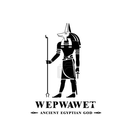 Silueta del dios egipcio antiguo icónico wepwawet, dios de Oriente Medio Logo para uso moderno
