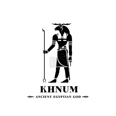 Alter ägyptischer Gott khnum Silhouette, nahöstlicher Gott Logo