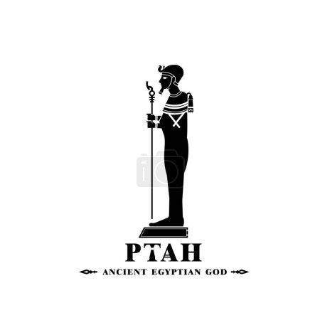 Ilustración de Antiguo dios egipcio silueta ptah, dios del Medio Oriente Logo - Imagen libre de derechos