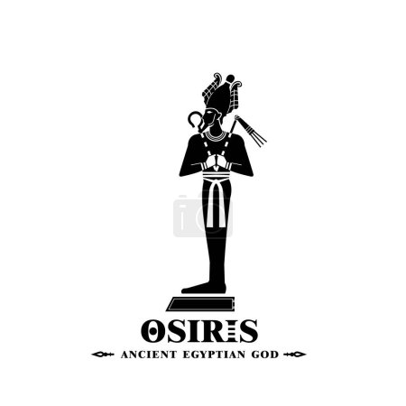 Illustration for Silhouette of ancient egypt god osiris , middle east death king with crown and scepter - Royalty Free Image