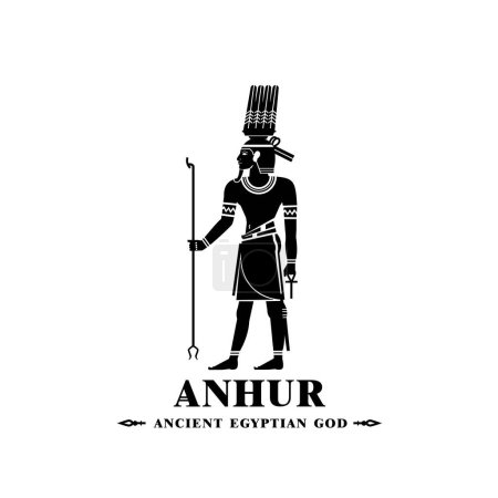 Antigua silueta de anhur de dios egipcio, dios de Oriente Medio Logo