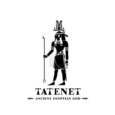 Silueta del icónico dios egipcio antiguo Tatenet, dios de Oriente Medio Logo para uso moderno