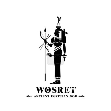 Silueta del icónico dios egipcio antiguo worset, dios de Oriente Medio Logo para uso moderno
