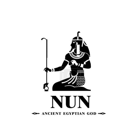 Silhouette of the Iconic ancient Egyptian god nun, Middle Eastern god Logo for Modern Use