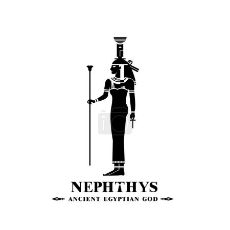 Alter ägyptischer Gott nephthys Silhouette, nahöstlicher Gott Logo