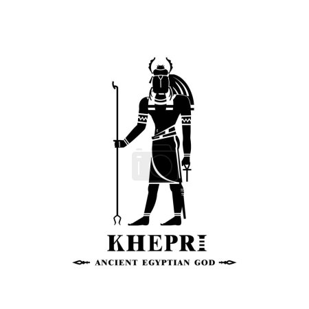 Téléchargez les illustrations : Ancienne silhouette du dieu égyptien Khepri, dieu du Moyen-Orient Logo - en licence libre de droit