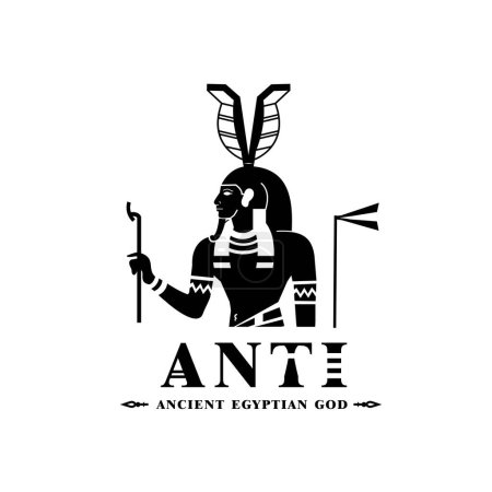Silhouette des ikonischen altägyptischen Gottes Anti, nahöstliches Gott-Logo für den modernen Gebrauch