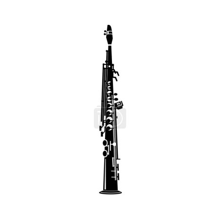 ilustración del logotipo del instrumento de viento, silueta de saxofón soprano adecuada para tiendas de música y comunidades