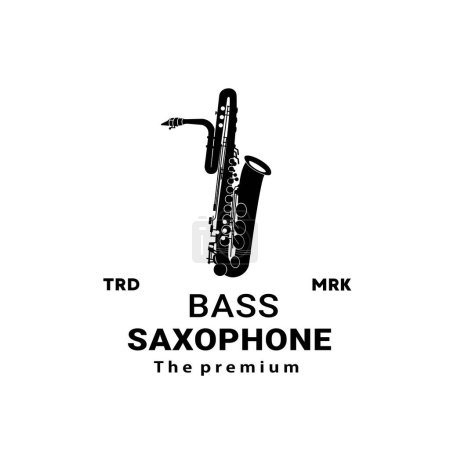 illustration du logo de l'instrument à vent, silhouette de saxophone basse adaptée aux magasins de musique et aux communautés