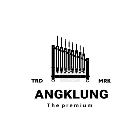 Traditional musical instrument logo illustration, angklung silhouette suitable for music shops and communities
