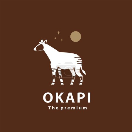 vintage retro hipster okapi logo vector outline silhouette art icon