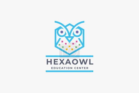 Illustration for Hexa Owl Logo Template - Royalty Free Image