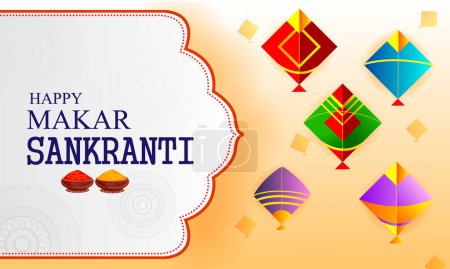 Vector design of Happy Makar Sankranti religious traditional festival of India celebration background