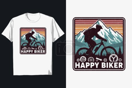Illustration for Bike lover vector graphic t-shirt design, Vector graphic t-shirt design that is completly ready to print. Transparent Print full t-shirt design. - Royalty Free Image