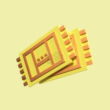 Cinema Ticket 3D icon illustration render isolated premium object element in transparent background