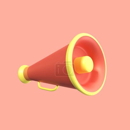 Megaphone speaker speaking trumpet 3D icon illustration render isolated premium object element in transparent background