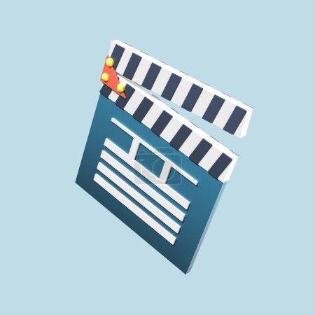 Clapper board 3D icon illustration render isolated premium object element in transparent background