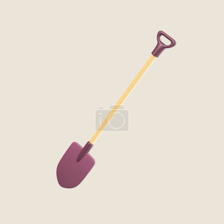 Garden or construction shovel 3d object icon gardening and construction tools illustration