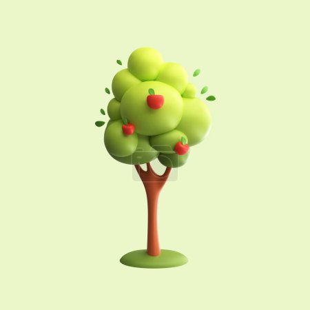Photo for Apple Tree 3D object concept icon illustration isolated on removable background file - Royalty Free Image