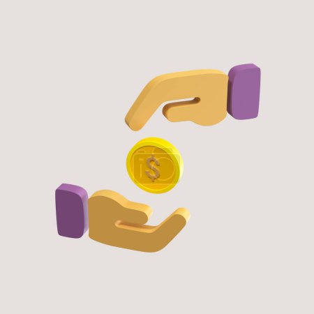 Giving Money Investment 3D Element. Currency Money Handling Icon. Giving Donation - Donate Money