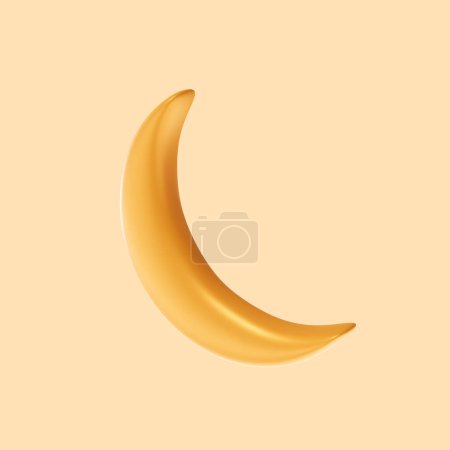 Mondsichel oder Halbmond 3d Element von Ramadan oder Ramadhan. Glückliche eid Mubarak Illustration. Realistisches 3D-Symbol