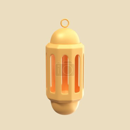 Islamic Lantern Lamp Moon 3D Element of Ramadan or Ramadhan Icon. Happy Eid Mubarak Illustration