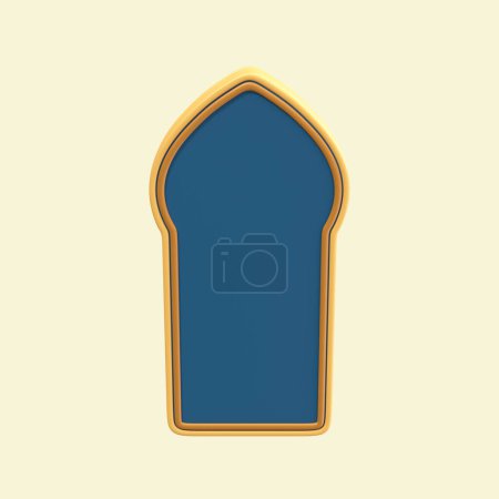 Arabian Ornament Mosque Frame 3D Element of Ramadan or Ramadhan Icon. Happy Eid Mubarak Illustration