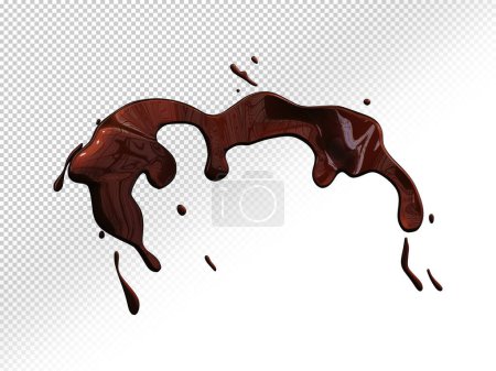 Realistic splash of dark brown coffee. Transparent Image explosion of black coffee drink on transparent background