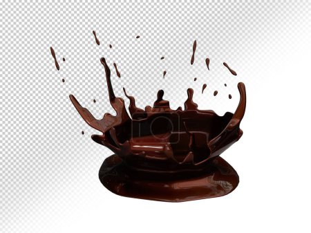 Realistischer Spritzer dunkelbraunen Kaffees. Transparente Bildexplosion von schwarzem Kaffeetrinken auf transparentem Hintergrund