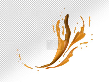 Realistic chocolate mocca latte splash bursts. Cappucino splatter on Transparent Image PNG transparent background