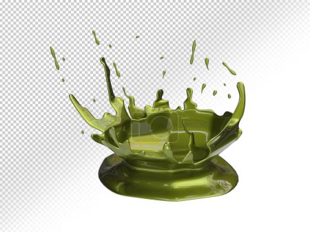 matcha thé vert liquide éclaboussure texture. Plaquette de peinture vert mat sur fond transparent
