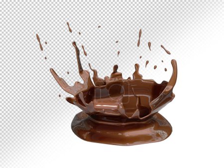 éclaboussures réalistes de chocolat Nutella. Plateau de latte au lait de café sur fond transparent