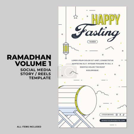 Ramadan Kareem Islamic Potrait Story Stories Reels. Ramadhan Flat Design für Banner und Social Media