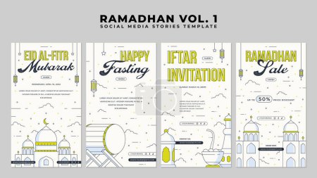 Ramadan Kareem Islamic Potrait Story Stories Reels (en inglés). Ramadhan Flat Design para Banner y Redes Sociales