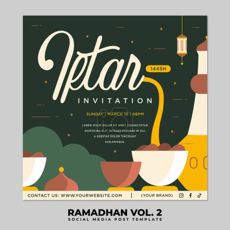 Ramadan Kareem Islamic Square Post. Ramadhan Social Media Poster Background Design