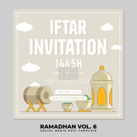 Ramadhan oder Ramadan Social Media Post Square Collection mit islamischen Designgrüßen und Karten