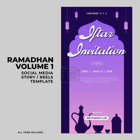Ramadán plano o Ramadán Historias de medios sociales Carretes Colección de diseño Ornamentos islámicos