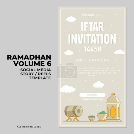Ramadán o Ramadán Historias de medios sociales Colección de carretes con saludos de diseño islámico