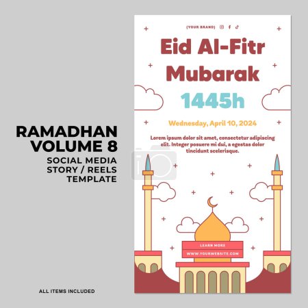 eid al - adha mubarak islamische Feiertag Social Media Banner Vorlage. Flat Ramadan oder Ramadhan Social Media Story Stories Reels Design Collection mit arabischem Stil