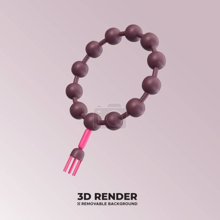 Islamic Prayer Beads PSD 3D Element of Ramadan or Ramadhan Icon. Happy Eid Mubarak Illustration