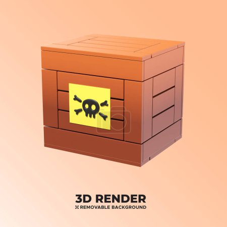 Caja de explosivos pólvora materiales peligrosos venenosos Icono 3D ilustración renderizar aislado premium juego activo elemento PSD