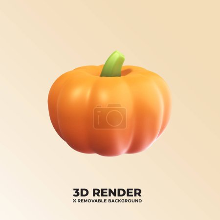 Pumpkin Plant Fruit 3D object concept icon illustration isolated on removable background psd png file