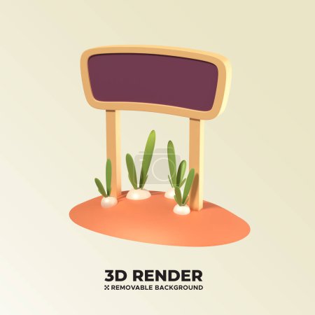 Illustration for Wooden Plant Signboards icon 3d render concept illustration isolated premium object psd - Royalty Free Image