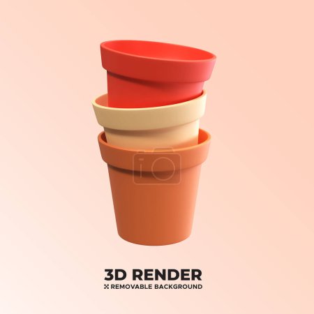 3 d illustration of red plastic cups on a white background