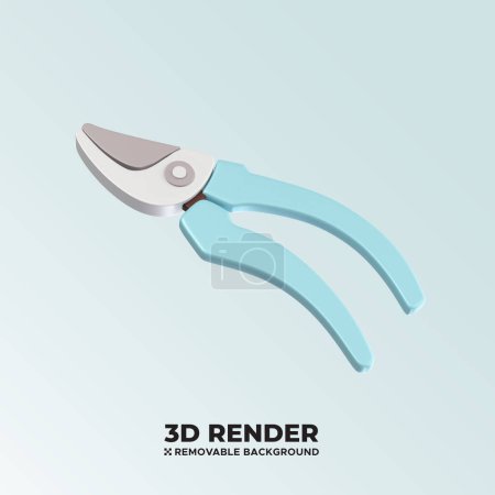 Illustration for Garden Pruners 3D render concept icon illustration - Gardening tools isolated on removable background - Royalty Free Image
