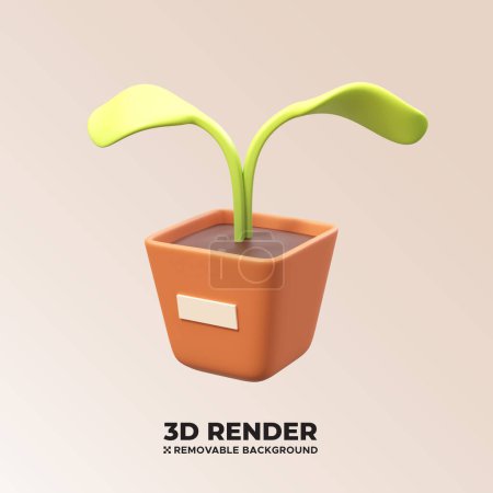 Illustration for Growth of plants on early 3d icon object - Agriculture and planting a new tree logo design - Royalty Free Image