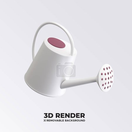 Illustration for Garden Watering Can 3D element concept icon illustration - Gardening tools isolated on removable background - Royalty Free Image