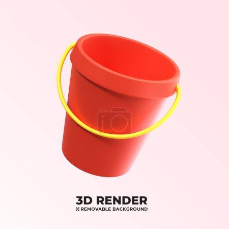 Illustration for Realistic Pail Bucket 3d render concept icon illustration - Gardening or farming tools object psd and png - Royalty Free Image