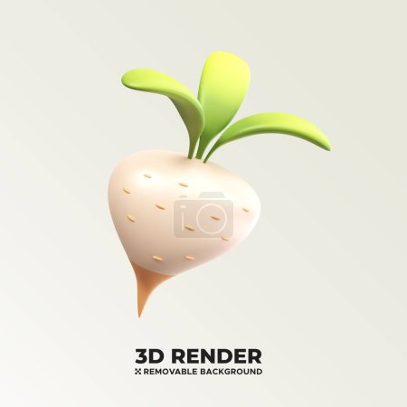 Illustration for Vegetable Plant 3D object concept icon illustration isolated on removable background psd png file - Royalty Free Image
