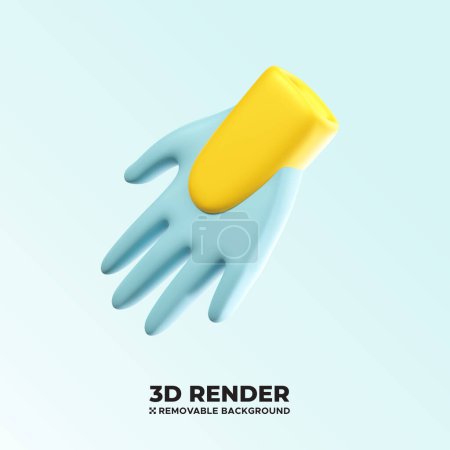 Illustration for Realistic Hand Gloves 3d render concept icon illustration - Gardening or farming costume psd png - Royalty Free Image